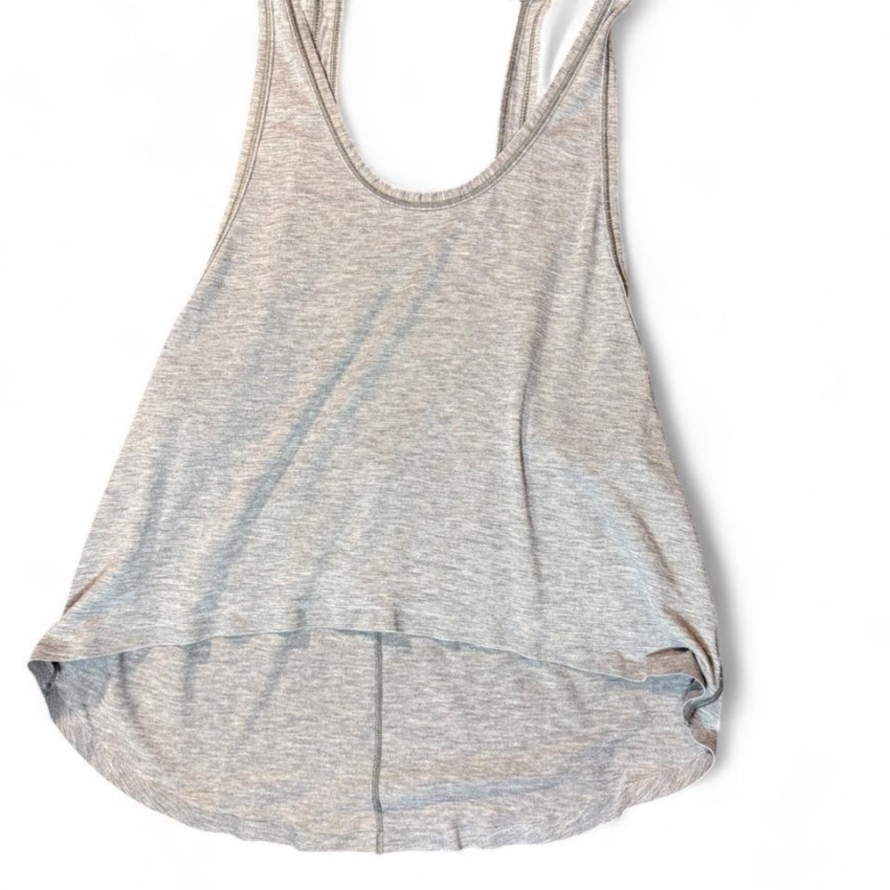 Lululemon Heathered Grey Racerback Tank Top Low Back High-Low Hem Workout Shirt